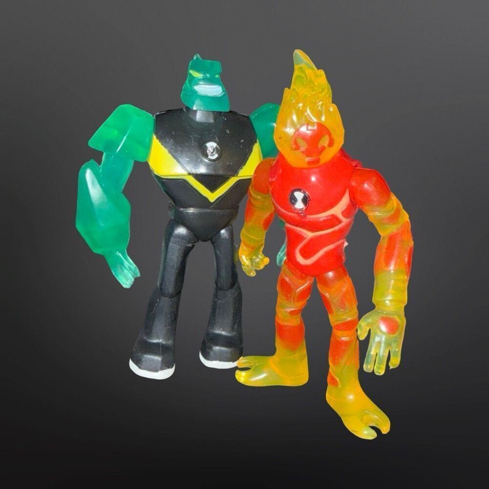 Ben 10 Alien Diamond Head & Heat Blast Figures 5” A30 - Picture 2 of 4